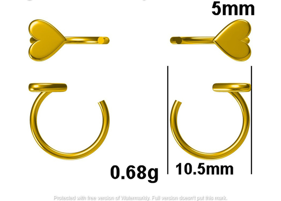 Huggie Hoop 9K Altın Küpe Minik Kalp Şekli Dia İç 8mm Dış 10.5mm