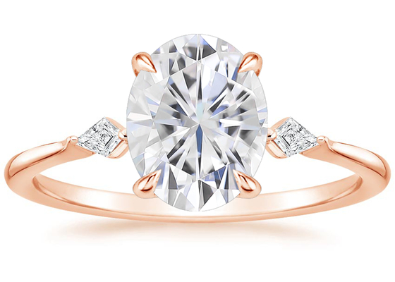10K Rose Gold Oval Mozanit Alyans Dia OV7 × 9mm 2.1ct