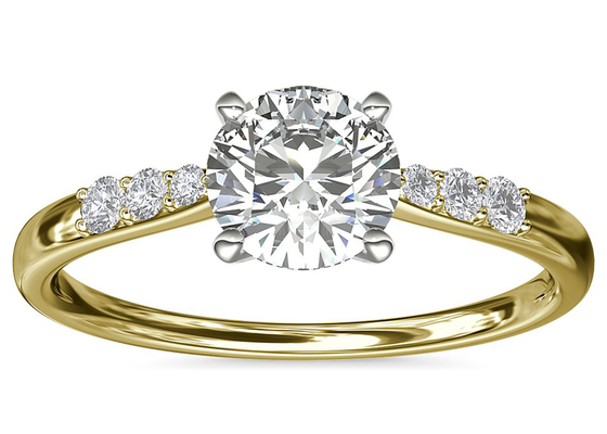 6MM 1.0ct Beyaz Mozanit Taşlı Yuvarlak Şekil 9K Gümüş Yüzük
