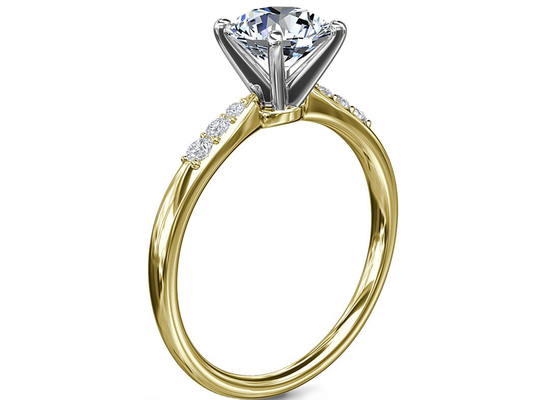 6MM 1.0ct Beyaz Mozanit Taşlı Yuvarlak Şekil 9K Gümüş Yüzük