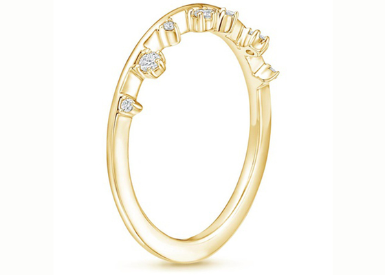 Alternatif Boyutlar 14 Ayar Sarı Altın Takı Yüzük, 0.15ct VS1 2mm Doğal Pırlantalı