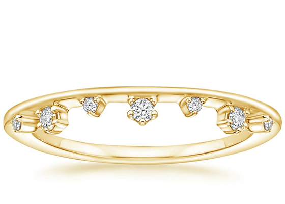 Alternatif Boyutlar 14 Ayar Sarı Altın Takı Yüzük, 0.15ct VS1 2mm Doğal Pırlantalı