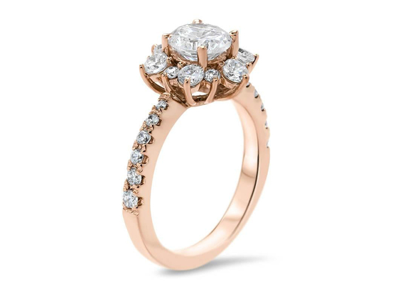 Kar Tanesi İlhamlı 9K Gümüş Yüzük, Lab Pırlantalı RD6.5MM Boyut 1.0ct ağırlık