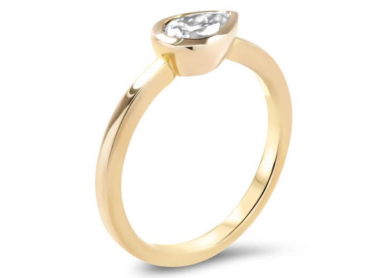 0.77ct Sarı Altın Alyans, Lady için ODM Çerçeve Seti Nişan Yüzüğü