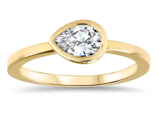 0.77ct Sarı Altın Alyans, Lady için ODM Çerçeve Seti Nişan Yüzüğü