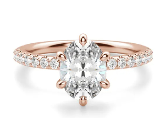 Tırnak Seti Tipi 9 Ayar Gümüş Yüzük Rose Gold Malzemesi, 1.5 Ayar 6×8mm Taşlı