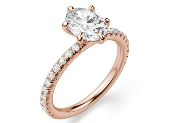 Tırnak Seti Tipi 9 Ayar Gümüş Yüzük Rose Gold Malzemesi, 1.5 Ayar 6×8mm Taşlı