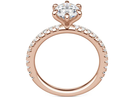 Tırnak Seti Tipi 9 Ayar Gümüş Yüzük Rose Gold Malzemesi, 1.5 Ayar 6×8mm Taşlı