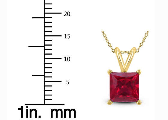 7×7MM 14K Altın Yakut Kolyeli 2K Altın Kolye Nişan için