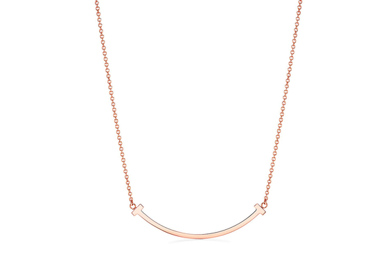 18K Rose Gold Neklace, Gülümseme Kolye Kolye 16-18 inç Ayarlanabilir uzunluk