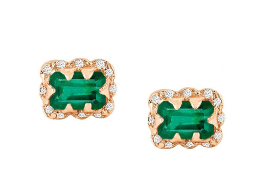 5×7MM Zümrüt Kesim Pırlanta Küpe Serpme Pırlantalı Hediyelik Eşya