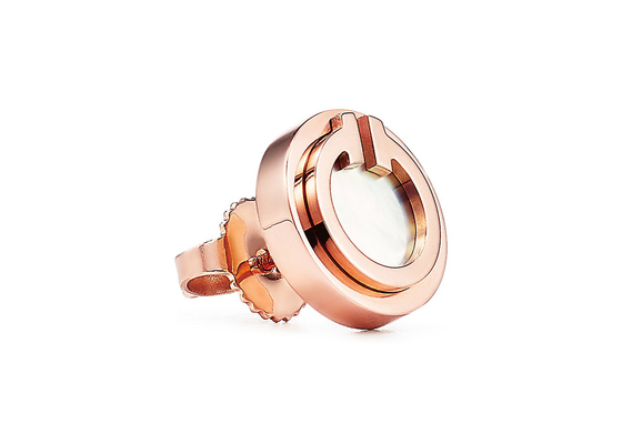 2.37g Rose Gold İnci Küpe Annesi, Sedef Saplama 9.65mm Boyut