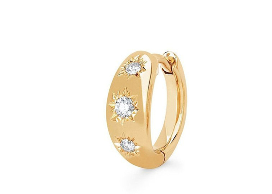 0.16ct Yuvarlak Kesim Pırlantalı 12mm Boy Altın Huggie Hoop Küpeler