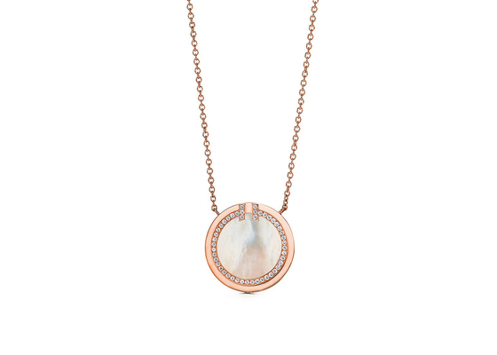 0.05ct Pırlanta Ve İnci Çember Kolye Annesi 18k Rose Gold malzeme OEM