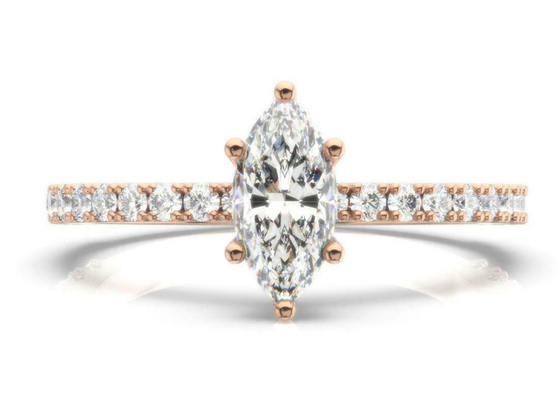 D VS1 18K Rose Gold Yüzük 2CT Ağırlık Nişan için Markiz Kesim