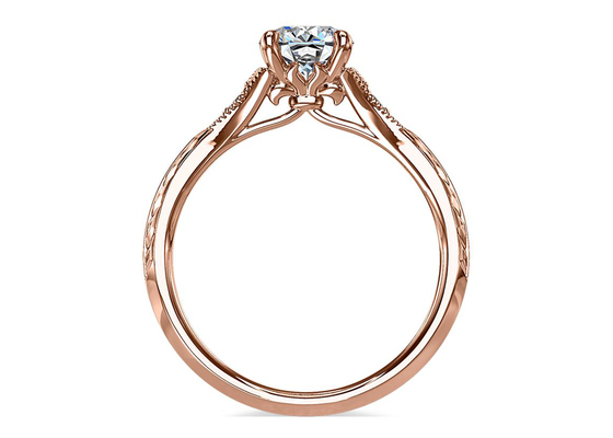 14K Roose Gold Lab Grown Mozanit Yüzük Dia RD6mm 0.8ct Düğün için