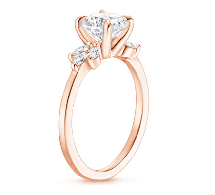 Armut Kesim Lab Grown Mozanit Yüzük 0.77ct PS5 × 7mm Boyut 14K Gül Altın Malzeme