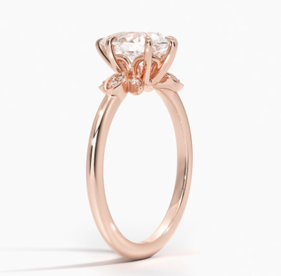 14K 0.77ct Rose Gold Armut Kesim Düğün Mozanit Takı Altın Yüzük