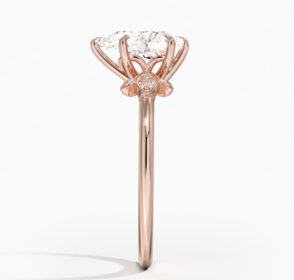 14K 0.77ct Rose Gold Armut Kesim Düğün Mozanit Takı Altın Yüzük