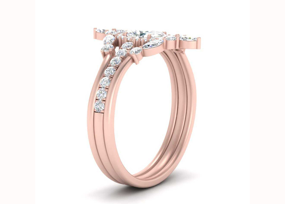 SI1 0.62CT Rose Gold Çift Halo Gelin Yüzükleri
