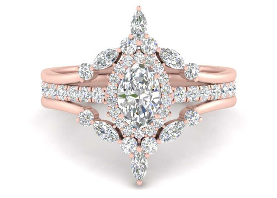 SI1 0.62CT Rose Gold Çift Halo Gelin Yüzükleri