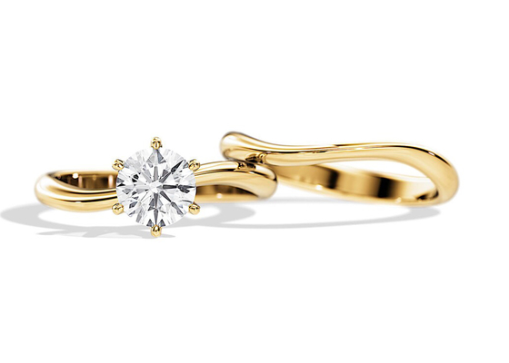 1.0CT 6.5mm Doğal elmas ile Tektaş Set Pırlanta Nişan Alyans