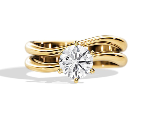 1.0CT 6.5mm Doğal elmas ile Tektaş Set Pırlanta Nişan Alyans