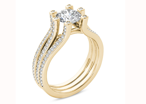 Sarı Altın 126 ADET Pırlanta Nişan Alyans 1.26CT Toplam Ağırlık