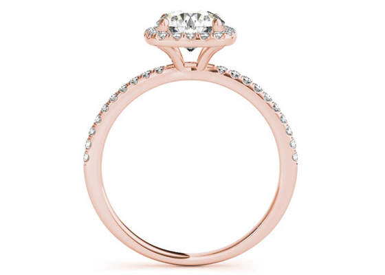 Prong Kare Pırlanta Gül Altın Yüzük, 0.35CT Gizli Halo Nişan Yüzüğü ODM